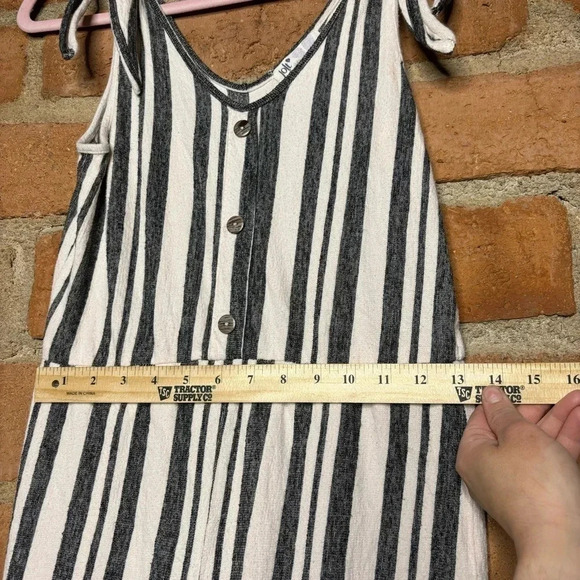Jolt Striped Jumpsuit w/ Adjustable Tie Straps size SMALL - Picture 6 of 7